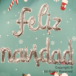 GLOBOS METALIZADOS FRASE FELIZ NAVIDAD PLATA x 1 UNIDADES